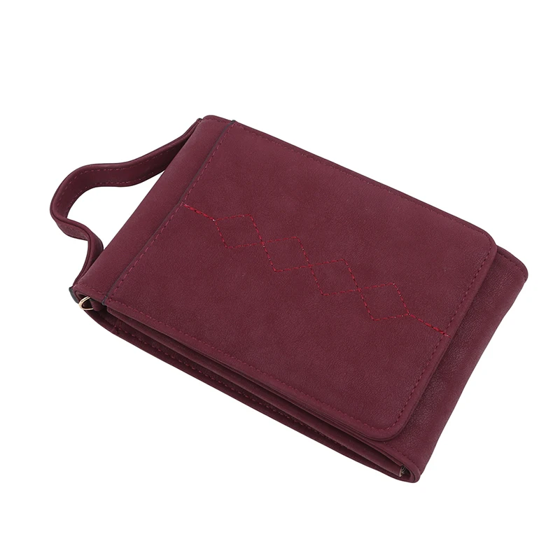 wine red Кошелек, держатель для карт, женская сумочка с карманом для мобильного телефона, клатч, длинная винтажная женская сумка-мессенджер на ремне - Цвет: wine red