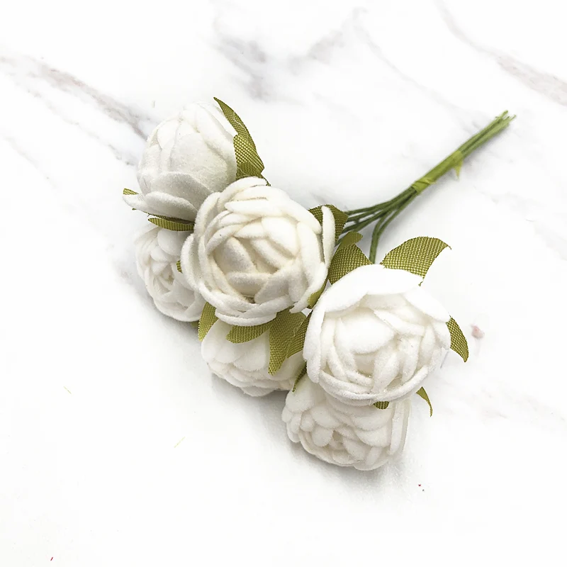 YOOROMER 6 шт. PE маленькая Роза искусственный шелк цветочное свадебное украшение DIY ВЕНОК Свадебная вечеринка Искусственный цветок - Цвет: white