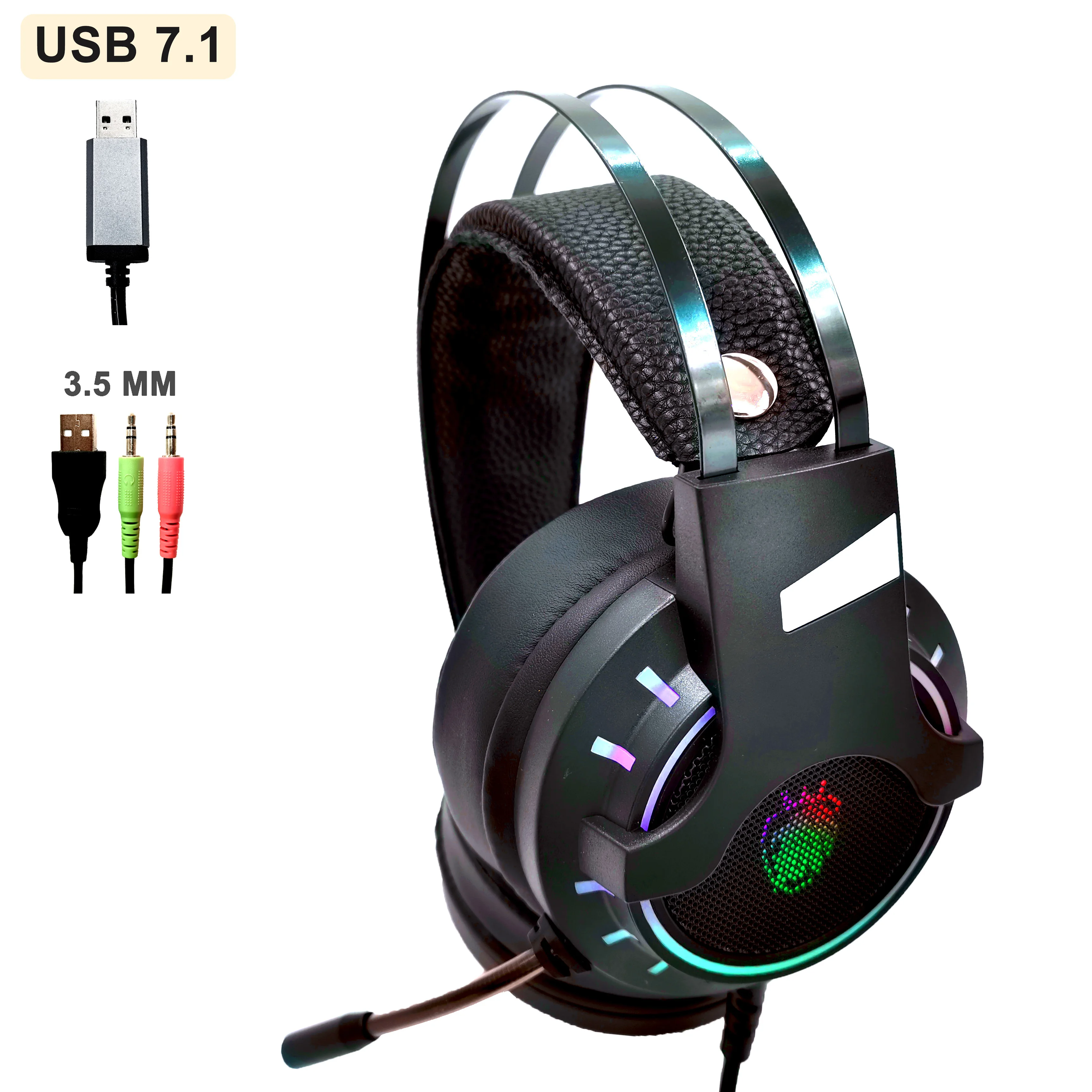 USB 7 1 & 3 5 мм музыкальную Игровые наушники с микрофоном Стерео противошумные бас RGB