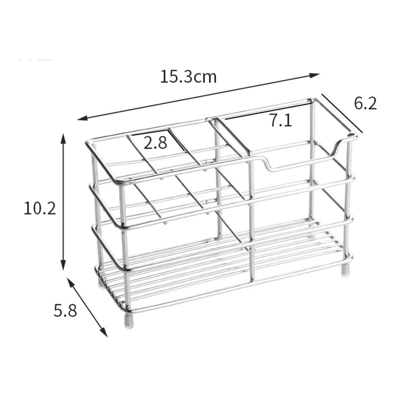 Toothbrush Holder Toothbrush Storage Box Bathroom Storage Rack Stainless Steel Multifunction Practical Bathroom Toothpaste Holder Stand Vertical