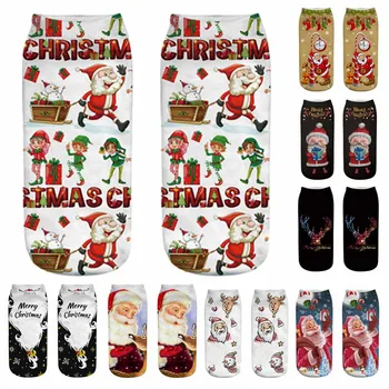 

Christmas Socks 3D Print Cartoon Funny Cotton Sock Men Women Skarpetki Damskie Fashion Vintage Short Comfortable Socks 2020