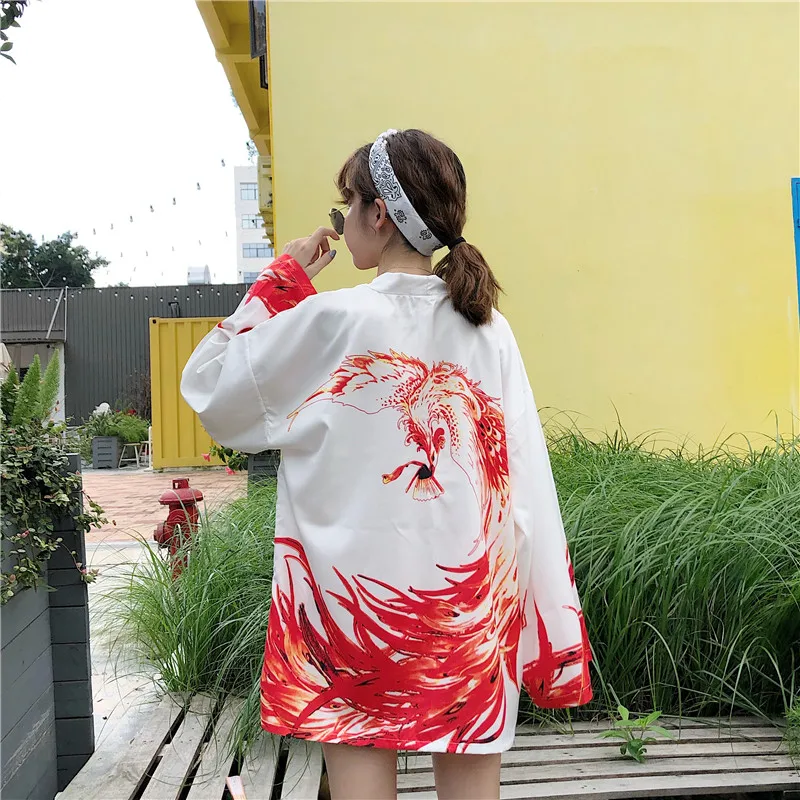 Neploe осеннее кимоно пальто длинный рукав v-образный вырез тонкий женский мужской халат с китайским принтом кардиган Ретро Белый Черный жакет 54618