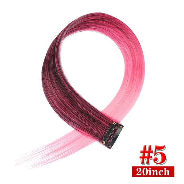 Clip in Hair Extensions Highlights Straight Long Hairpiece Hair Accessories for Girls Women Kids Doll Hair Pieces Wigs Pieces 5