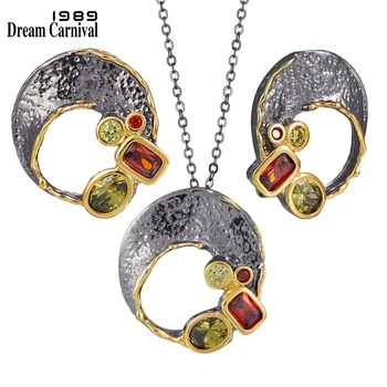

Dreamcarnival1989 Original Necklace Earings Set Women Moon Style New Gothic Anniversary Gift 2020 Colors Zircon Jewelry EP4004S2