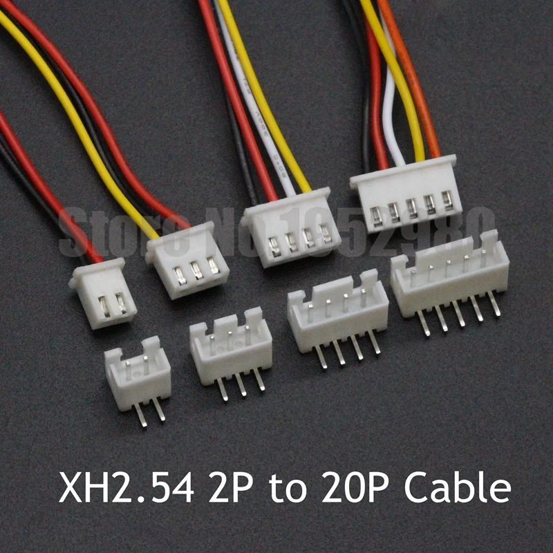 10 Sätze JST XH 2.54mm 2 5 6Pin-Buchse mit Wire & rechter Winkel Male Connector