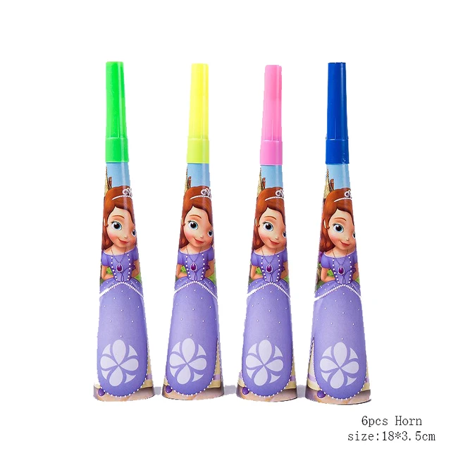 New Disney Sofia Princess Theme Party Disposable Tableware For Decorations Birthday Party Baby Shower Napkin Plate Cup Supplies 6pcs Horn