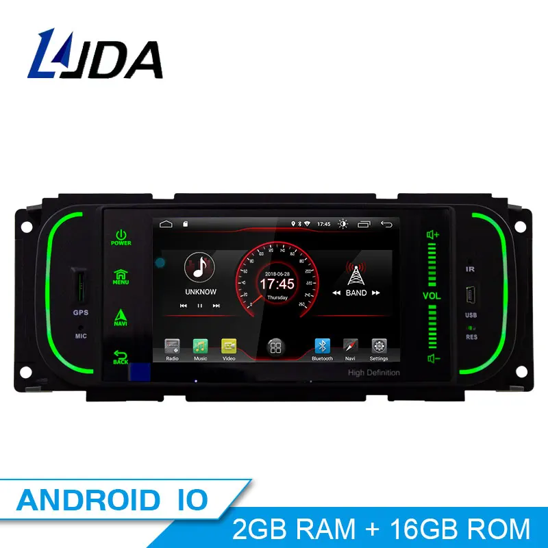 LJDA Android 10.0 1 Din Car Radio Multimedia Player GPS Navigation For Jeep Grand Cherokee Wrangler Sebring Dodge PT Cruiser RAM
