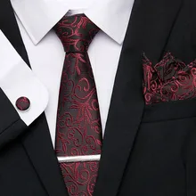 Шелковые Тканые деловые мужские вечерние и свадебные модные 7,5 см платок зажим для галстука галстук Карманный квадратный классический набор 12601