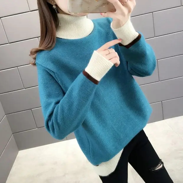 Feminino, Новое поступление, хлопковые однотонные пончо, свитер для женщин, Feminino, 9503, два сложения, воротник, цвет, пуловер 44