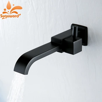 

Suguword Bathtub Black Spout With Switch Faucet Replacement Piece Soft Water Bath Basin Faucet Only Cold Single Water-Tap