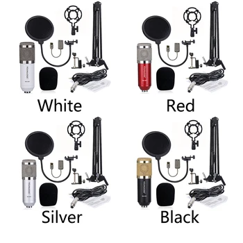 

BM800 Wired Broadcasting Microphone Set Public Speaking Voice Amplifier Condenser Studio Recording Conference Loud Plug Play