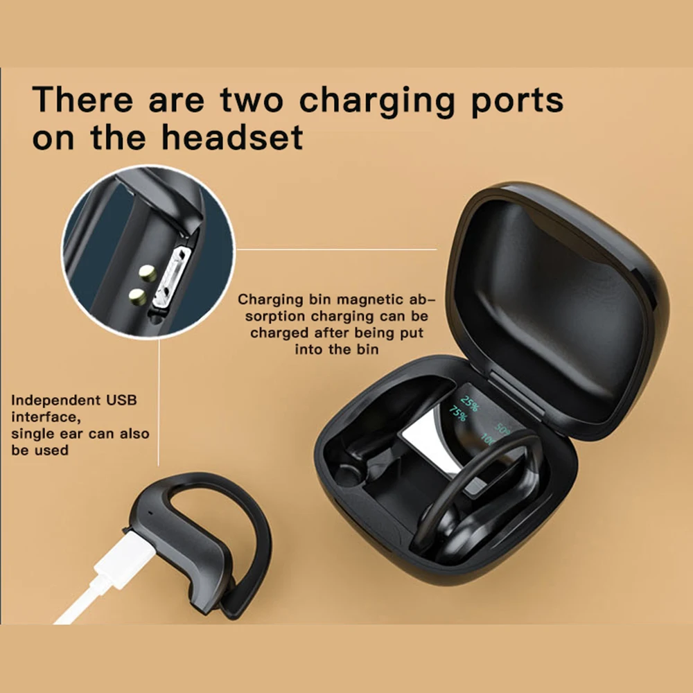 True Wireless Bluetooth 5.0 headset Intelligent Touch Control LED Power Display TWS Earphones Noise Cancelling Charging Box gift