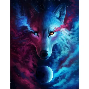 

Diamond Painting Fantasy Animal Wolf Full Round DIY Embroidery Cross Stitch Diamond Wall Painting Decor