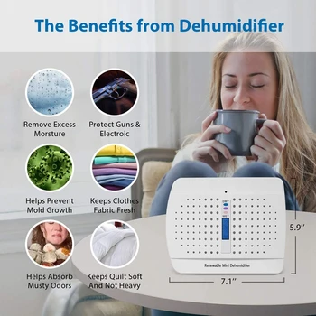 

Mini Dehumidifier Rechargeable Dehumidifier Frigidaire Small Space Air Dryer for Car Home Bedroom Kitchen Office EU Plug