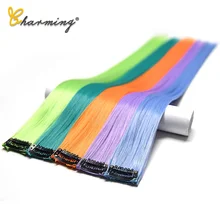 Очаровательные накладные волосы на заколках для наращивания с эффектом омбре, чистый цвет, прямые Длинные Синтетические волосы, накладные волосы на заколках, 2 тона