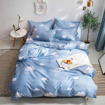 

Thumbedding Cartoon Cloud Bedding Set Full Fashionable Simple Fresh Blue Duvet Cover Queen Twin Single Comfortable Bed Set