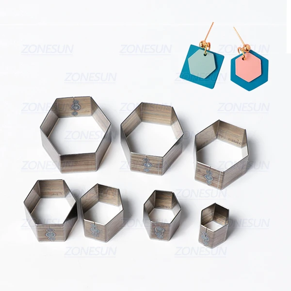 Hexagon ZONESUN ромб листьев кожаный штанцевый нож кликер Сталь умирает 20/25/30/50 мм перфорационный инструмент для вырезания кожа серьги - Цвет: Hexagon