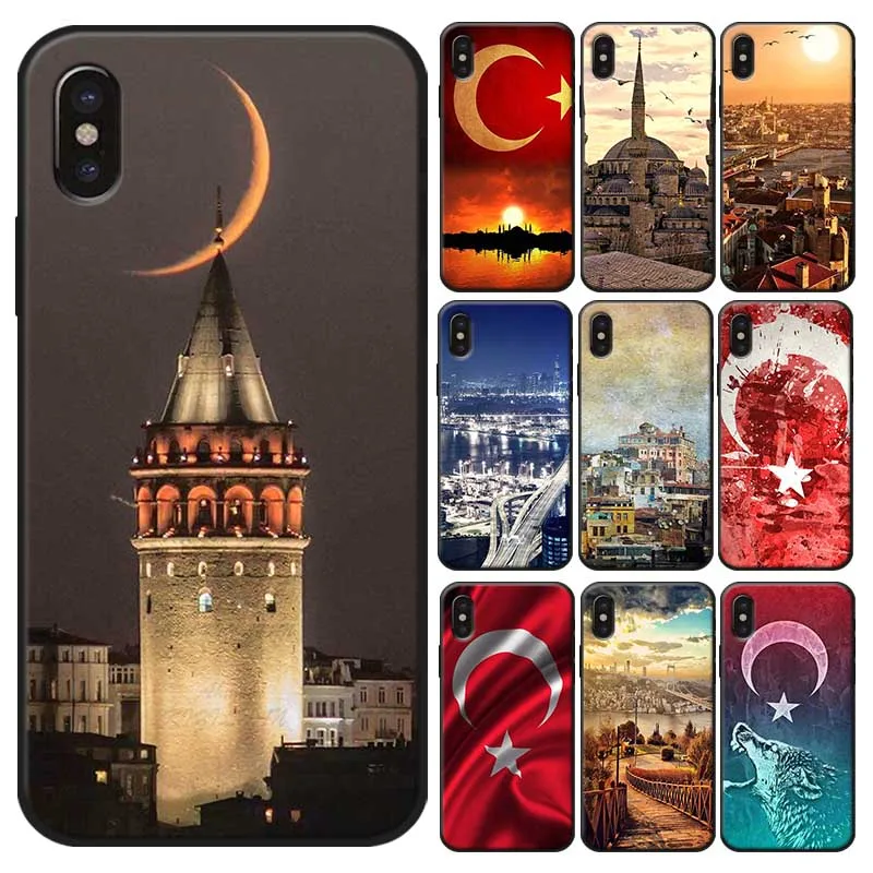 Чехол для телефона с флагом Турции со стразами iPhone 11 pro max X XS MAX XR 7 8 6 6S plus 5s SE мягкий