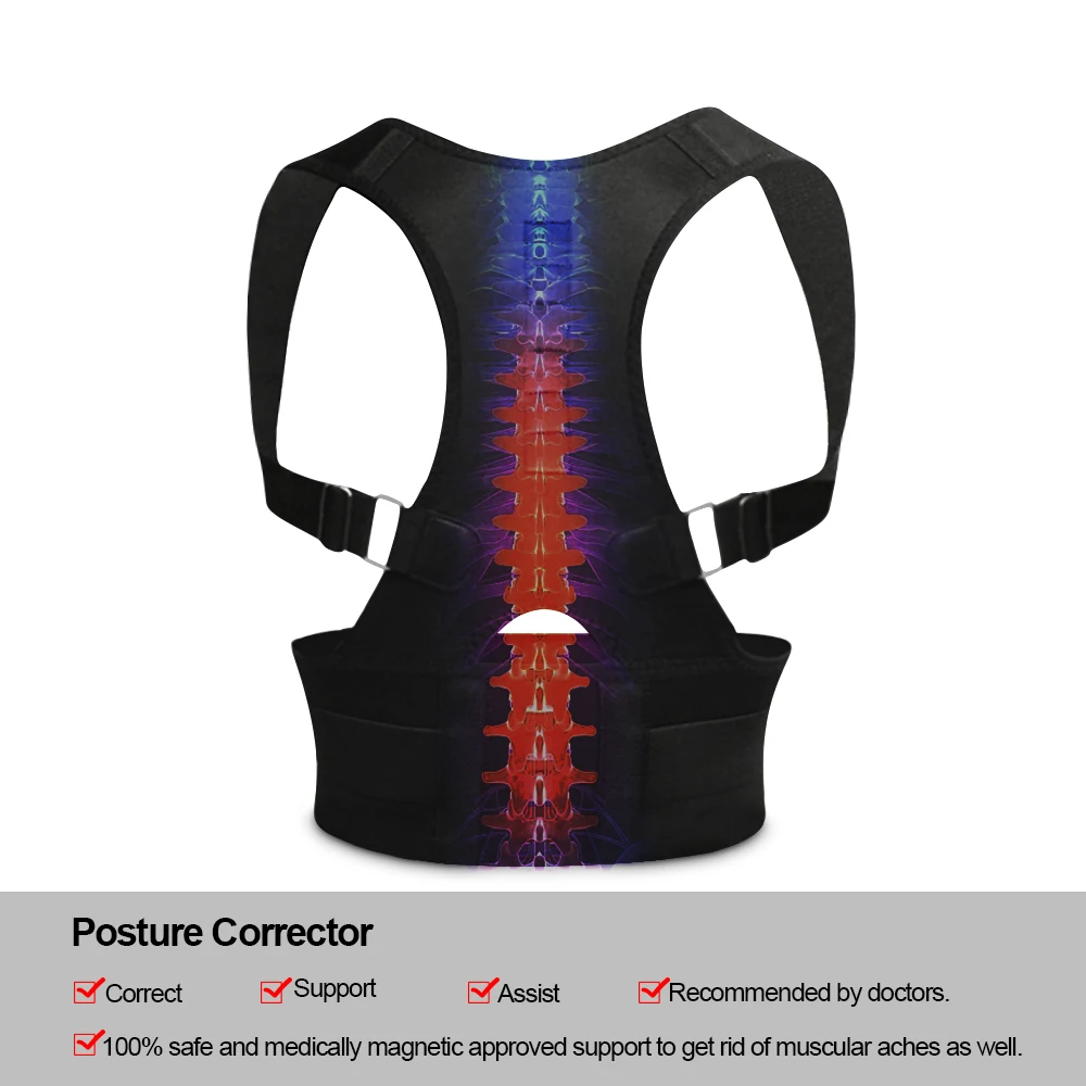 Magnetic Posture Corrector Back Brace Shoulder Support Neck Back Pain Disc Herniation Collarin Cervical Lower Backache Lumbar Co