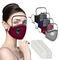Reusable Washable Face Masks with10 Replaceable Pm2.5 Filter Mouth Mask Dust Windproof Cotton Valve Respirator with Goggles Mask 1
