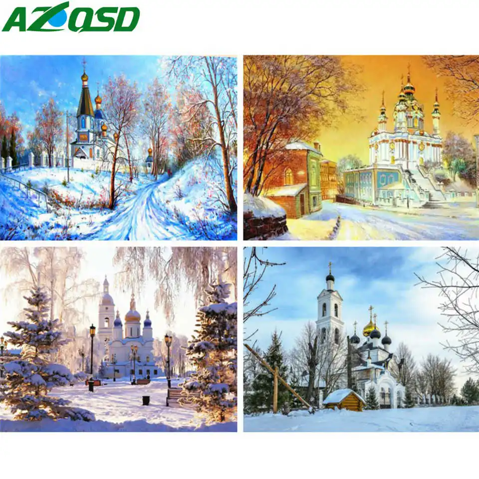 AZQSD Алмазная вышивка пейзаж картина выложенная алмазами полностью квадратная