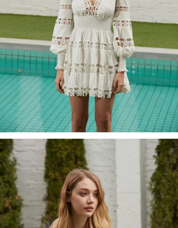 EASYSMALL, женское летнее платье, модное, сексуальное, высокого класса, Vestidos, вечерние, повседневные, кружевные, с высокой талией, с длинным рукавом, с v-образным вырезом, платья