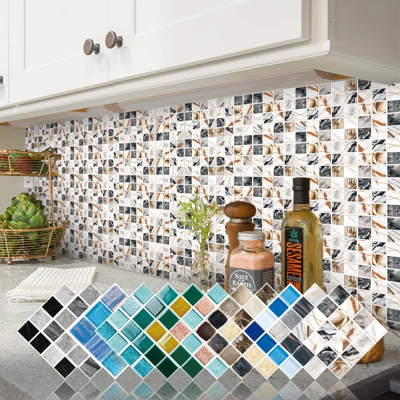 

New PVC Self-adhesive Wall Stickers Mosaic Waterproof Wall Stickers Kitchen Bathroom 3d Wall Stickers wallpapers