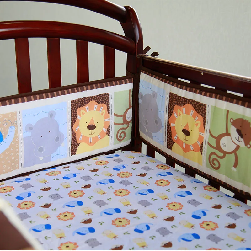 4-PC bumpers only 5 шт./компл. с дизайном с изображением животных Детская кроватка Постельное белье хлопок одежда для малышей постельное включают детская кроватка бамперы простыня Одеяло подгузник - Цвет: 4-PC bumpers only