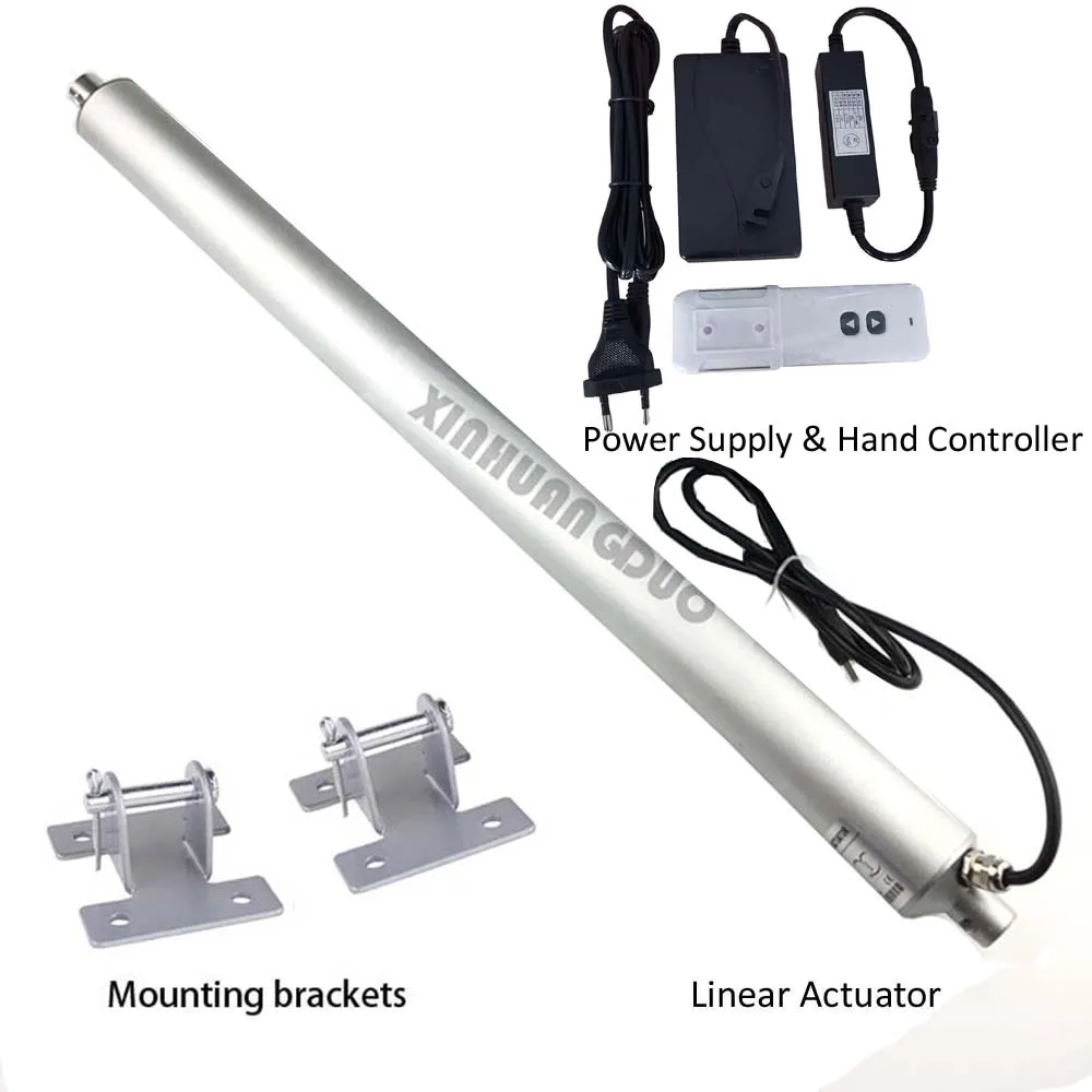 

12VDC 25mm-1000mm Stroke Speed 5mm-30mm/s Max Push 1500N Linear Actuator + Power Supply + Remote Controller + Mounting Brackets