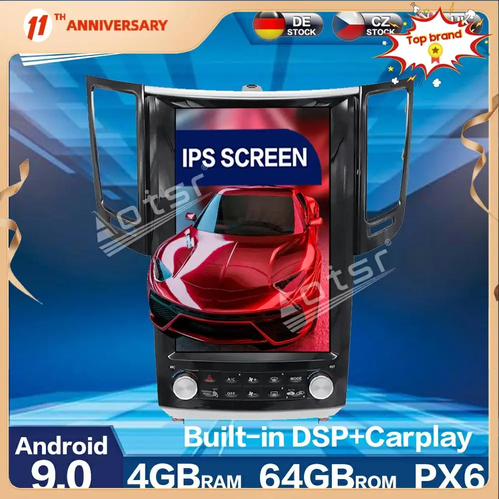

For Infiniti FX25 FX35 FX37 QX70 Android 9.0 Multimedia Player Tesla PX6 4G+64GB Car Radio Auto GPS Navigation DSP carplay WIFI