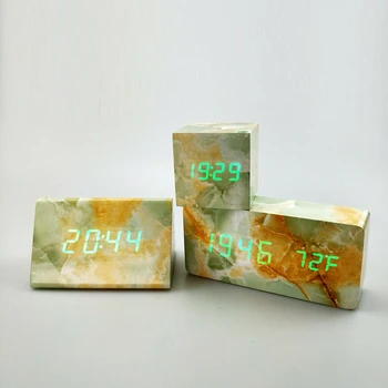 

Hot Stone LED Gigital Alarm Clock Night Snooze Travel Clock Wake Up Voice Control Electronic Desk Table Clock Kids Gift