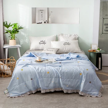 

Summer Air-conditioning Quilt Polyester Cotton Soft Breathable Bed Blanket Cover Home Sofa Travel Blanket Thin Printed Quilt