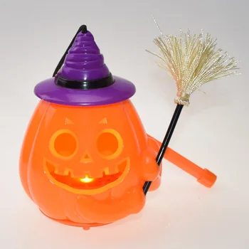 

1pc Random Color Holiday Light Halloween Light Music Portable Pumpkin Lantern LED Broom Pumpkin Lamp Bar KTV Scene Decoration
