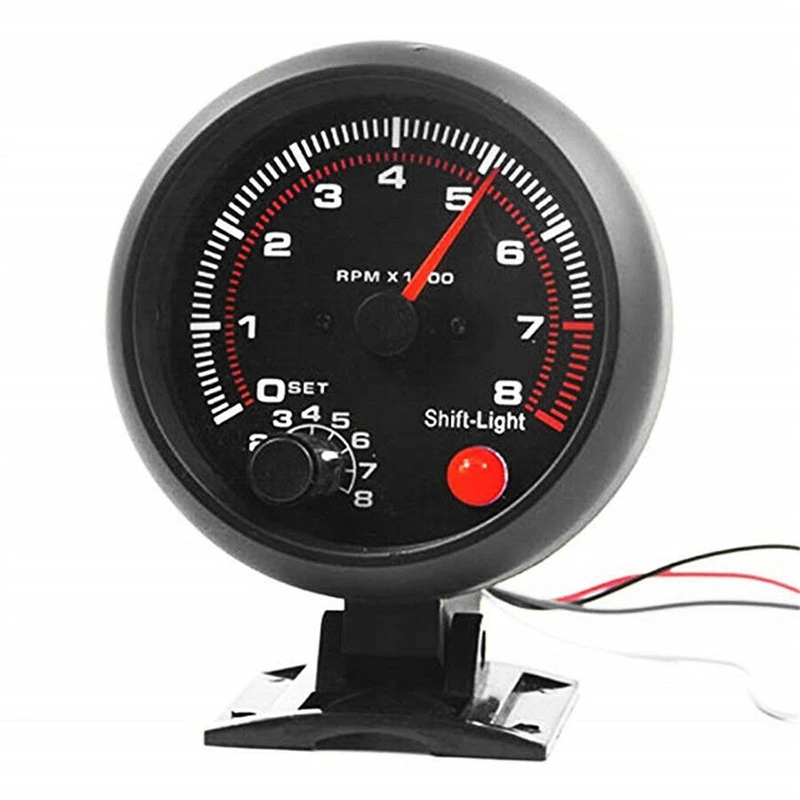 Interchangeable Car Tachometer 3.75 Inch LED Shift Light Tacho Gauge 0-8000RPM