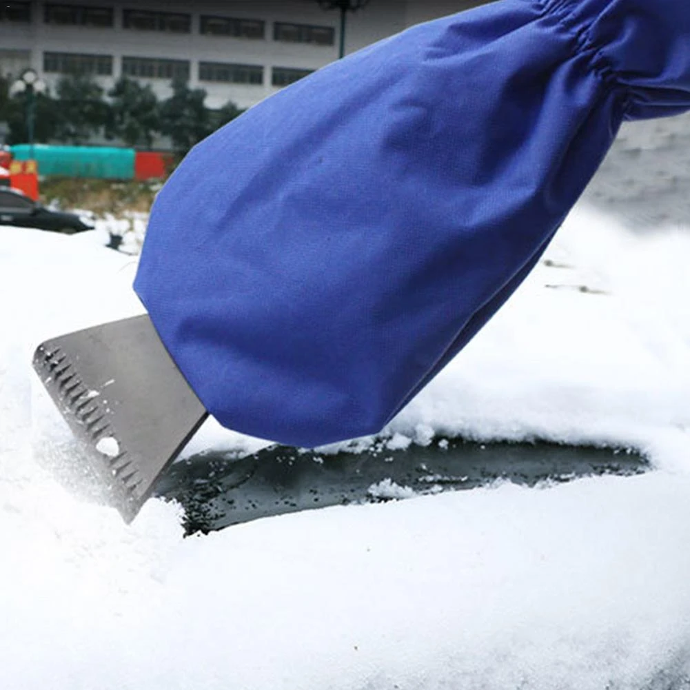 Ice Scraper Mitt w/ Waterproof Snow Shovel Glove for Car Windshield Snow Removal
