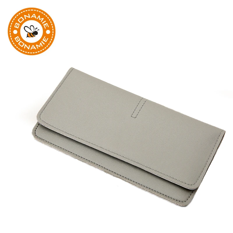 

BONAMIE Pu leather Wallet Ultra-thin Long Purse Portable Wallet Simple Hasp Note Compartment Bi-fold Card Holder