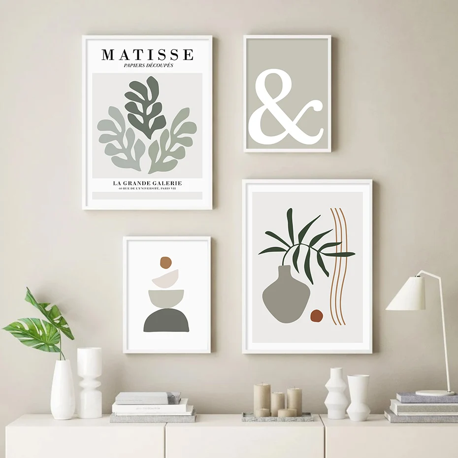 

Abstract Geometry Matisse Exhibition Leaf Plant Posters Canvas Painting Wall Art Print Pictures for Living Room Home Decoration