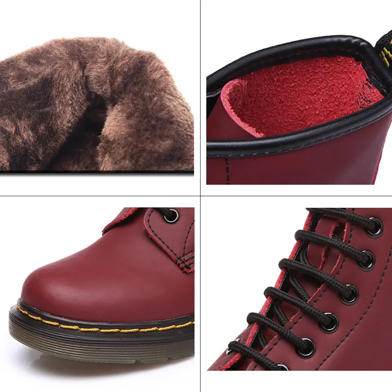 Новинка года; женские и мужские ботинки из натуральной кожи; Зимние ботильоны для пары; Повседневная модная женская обувь на шнуровке; Цвет Черный; botas mujer