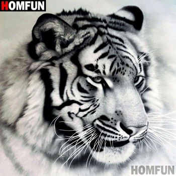 

HOMFUN Diamond Painting Cross Stitch "Animal tiger" Full Square Round Diy 5d Diamond Embroidery Picture Rhinestone Art A27324