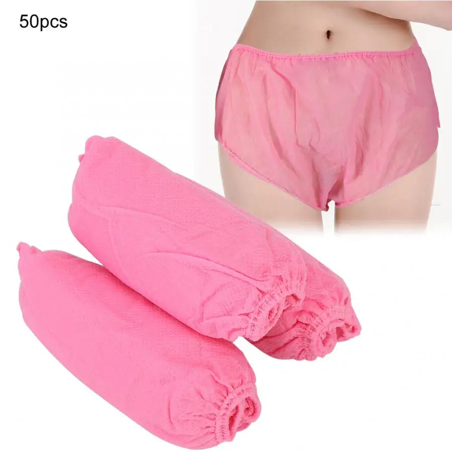 

50pcs Soft Non-Woven Disposable Underwear Panties with Elastic Waistband Comfortable Non-sensitive for Traveling Beauty Salon