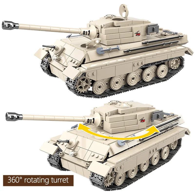 978pcs German WW2 Tiger King Tank Building Blocks Legoing Military Tank Army Soldier Weapon Figures