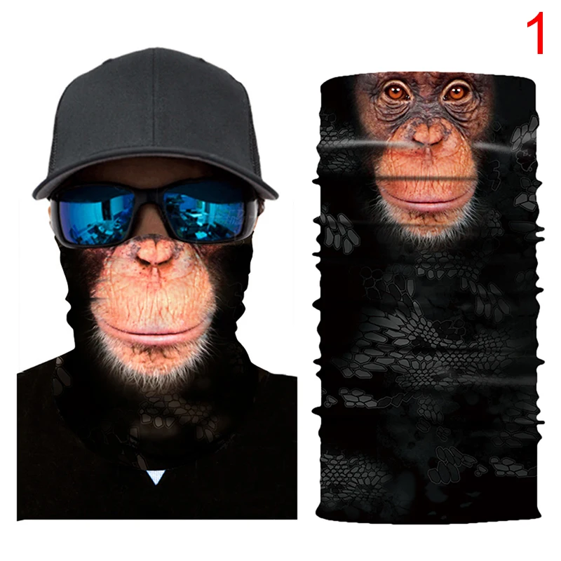 3D Seamless Bandana Animal Monkey Shark Neck Warmer Tube Shield Gaiter Scarf Face Mask Headband Snowboard Bicycle Headwear - Color: P1