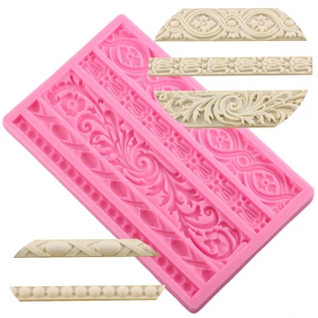 

Diy Baroque Scroll Relief Cake Border Silicone Mold Frame Fondant Cake Decorating Tools Candy Chocolate Mould Pink