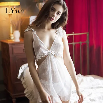 

LYun Sexy straps three-point lace see-through sexy strappy sexy skirt night sleep essential night skirt