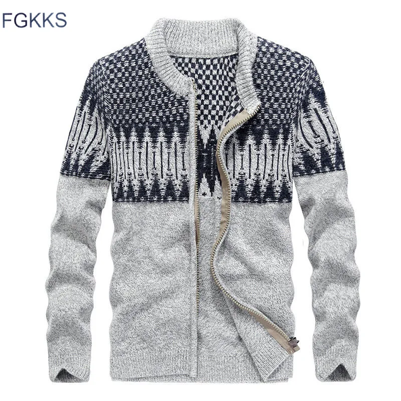 FGKKS мужские кардиганы свитера мужские модные удобные теплые свитера Топы брендовая одежда мужские повседневные дикие свитера пальто