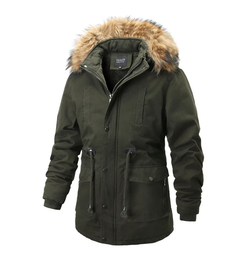 

Mens Designer Solid Winter Jacket Luxury Faux Fur Collar Warm Coats Fashion Collect Waist Thick Coats