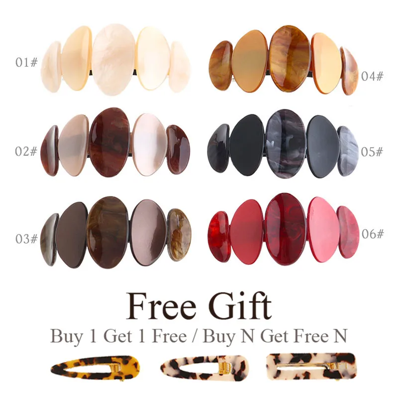

6 Colors Mature Fashion Design Solid Color Factory Direct Supplies Circle Barrette Fow Women Girl 6 Co