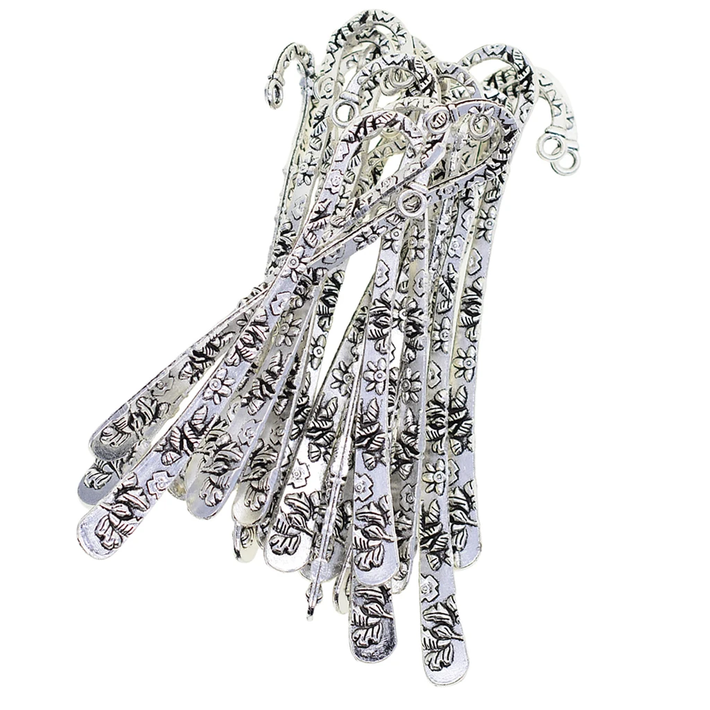 20pcsTibetanMetalDIYBookmarkHookJewelryBookMarkDecorSilver
