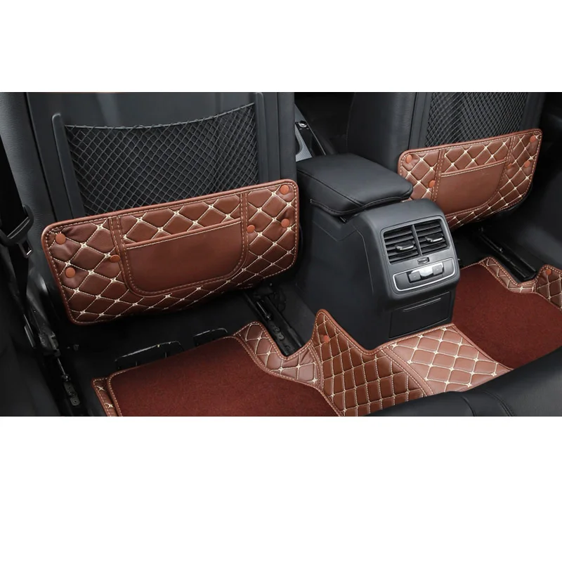 Lsrtw2017 Кожаный Автомобильный подлокотник для заднего сиденья анти-kick коврик для Audi A4 A3 A6 Q3 Q5 Q5 Q5 аксессуары для интерьера - Название цвета: 17-20 a4 brown2pcs 1