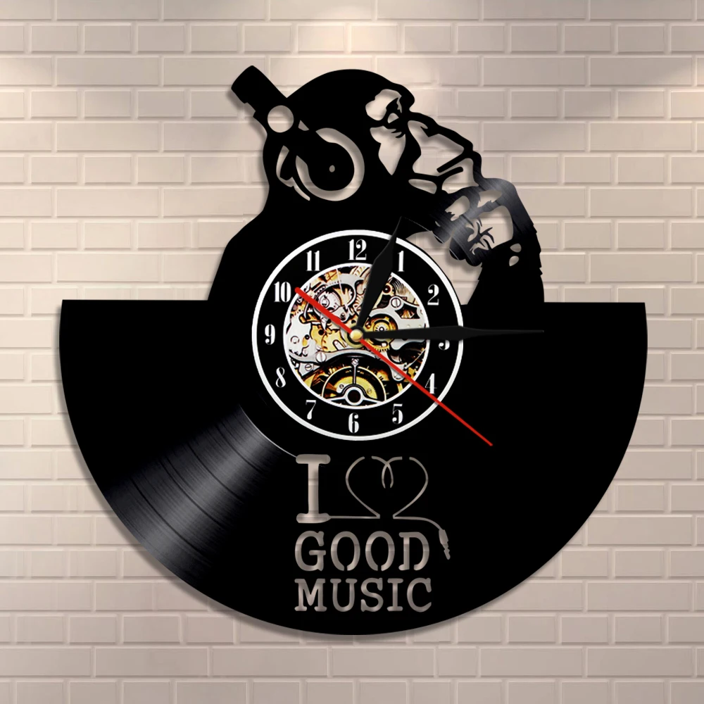 

Chimp Thinker Monkey Gorilla Wall Clock Music Gorilla Monkey with Headphone Vinyl Record Wall Clock Music Lover Rock n Roll Gift